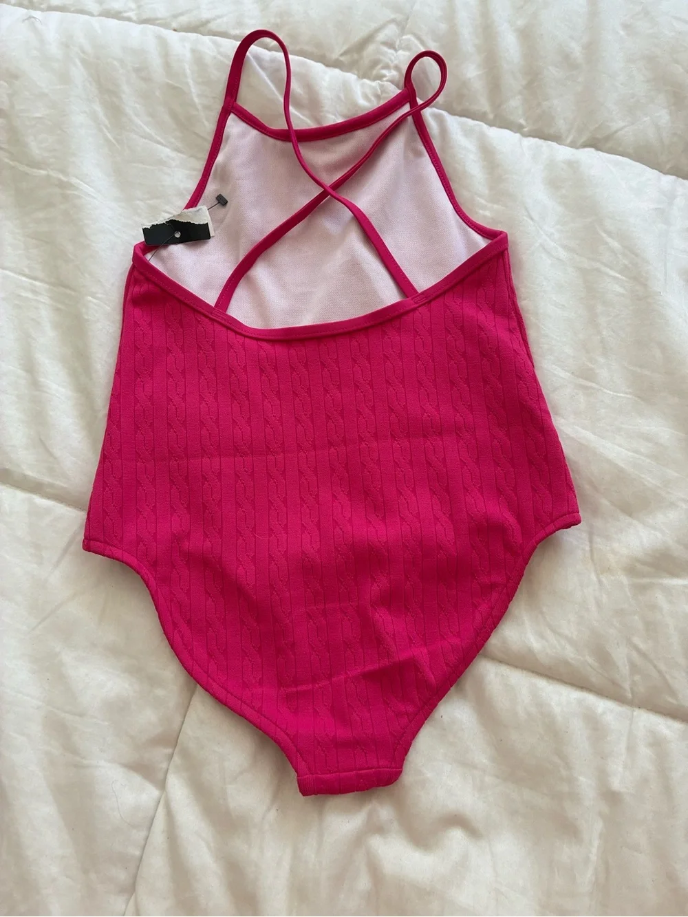 Ralph Lauren Bright Pink Cable-Knit One-Piece Swimsuit